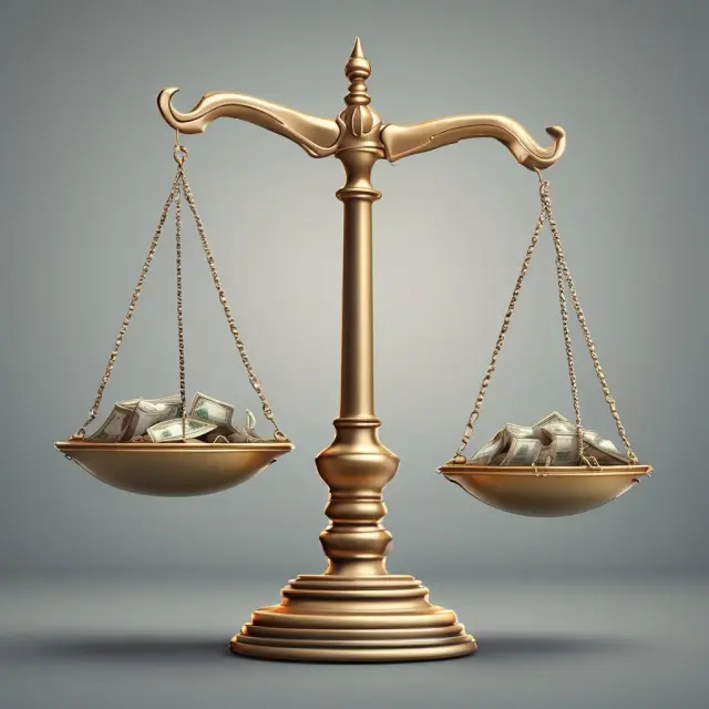 Gross income depicted as a scale tipping towards wealth for individuals and profitability for businesses