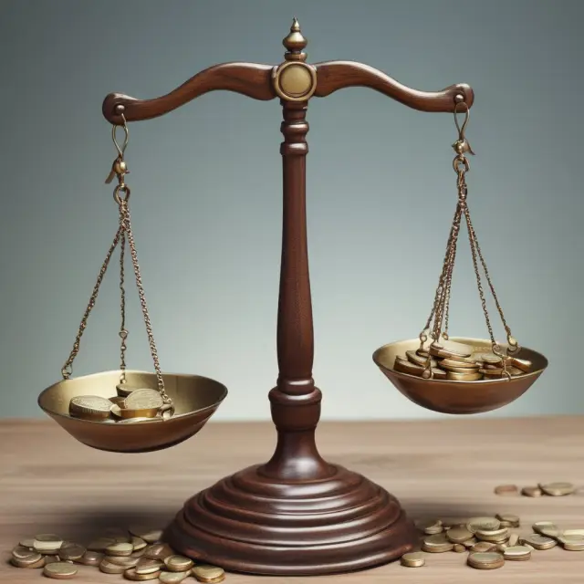 An old, balanced set of scales with gross income symbols representing individuals and businesses on each side, emphasizing their equal significance.