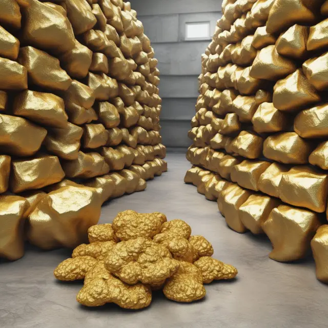 A golden nugget symbolizing gross margin, surrounded by various production costs, highlighting the profitability metric