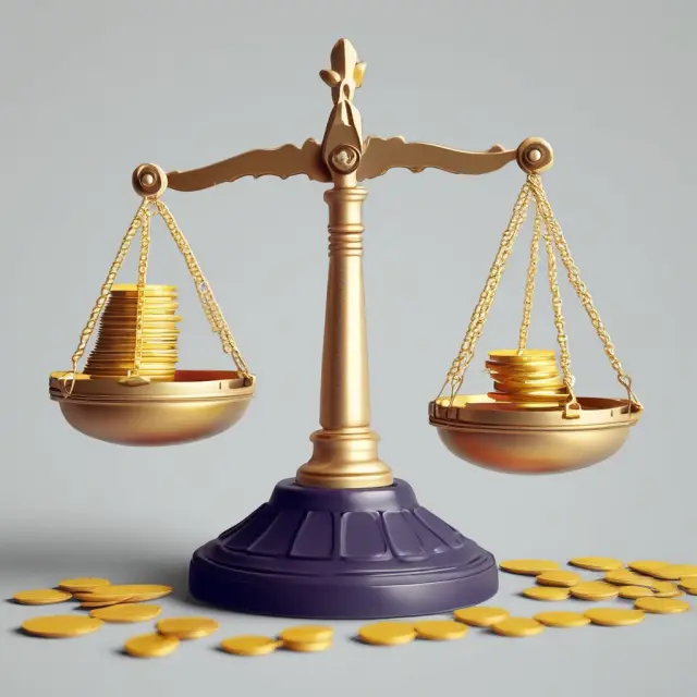 A pair of golden scales overflowing with coins symbolizing gross sales, demonstrating the importance of assessing operational efficiency in financial analysis
