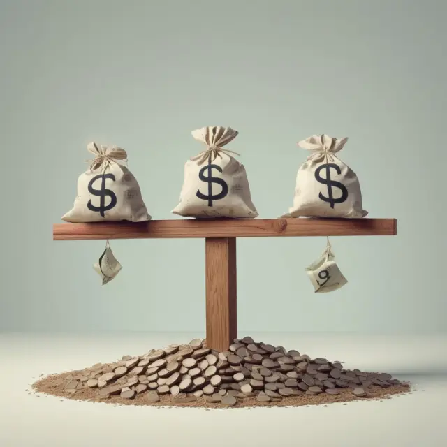 Money bags on a seesaw representing gross sales: the complete revenue before any deductions