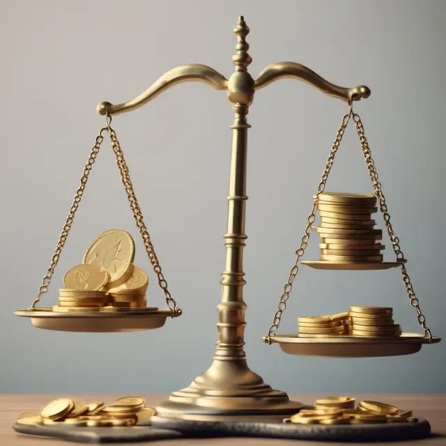 Golden scale comparing gross working capital