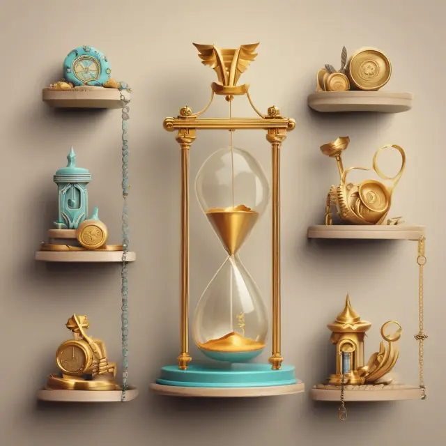 A scale illustrating premiums as gold coins, gears symbolizing copays, and an hourglass signifying out-of-pocket maximums in a group health insurance context