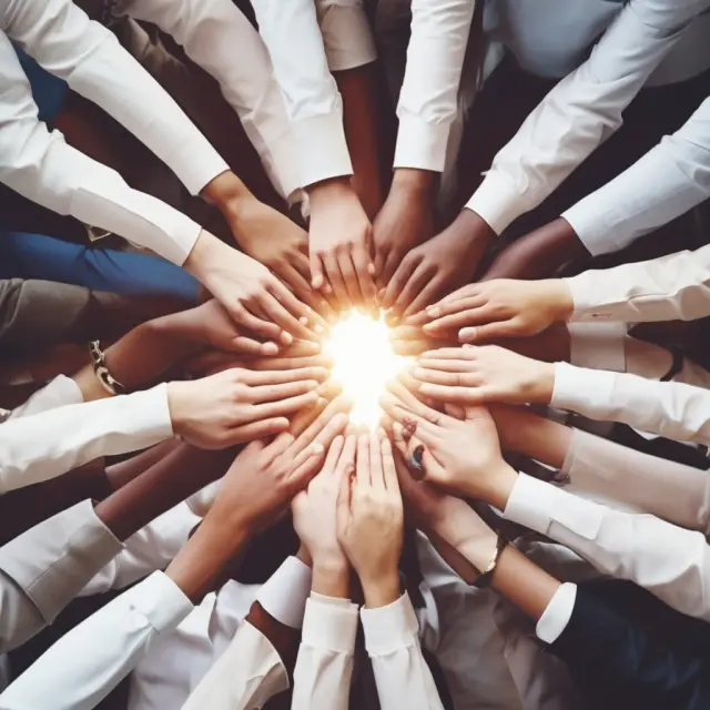 Employees connected, symbolizing group life insurance