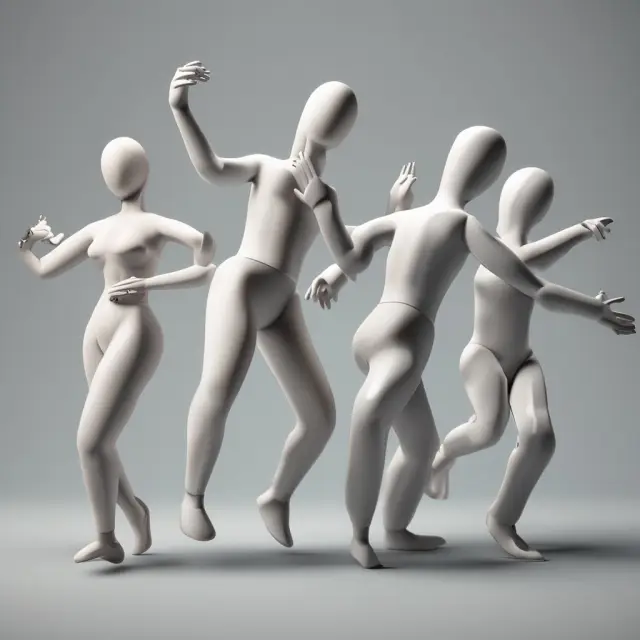 Three figurines symbolizing term, universal, and variable group life insurance policies.