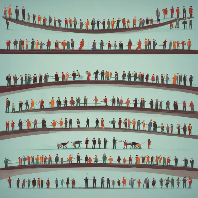 People forming a bridge, representing group life insurance transitioning to individual coverage