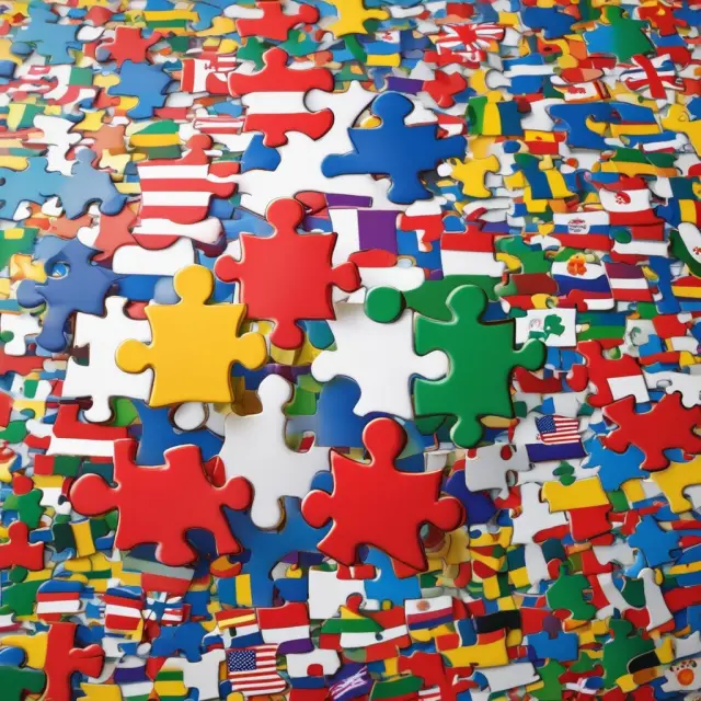 An intricate puzzle with eleven distinct pieces representing G-11 members joining together to foster economic collaboration