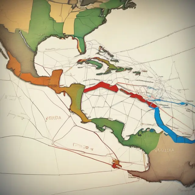 Image of three nations - Mexico, Colombia, and Venezuela - forming a bridge to represent the Group of 3 free trade agreement