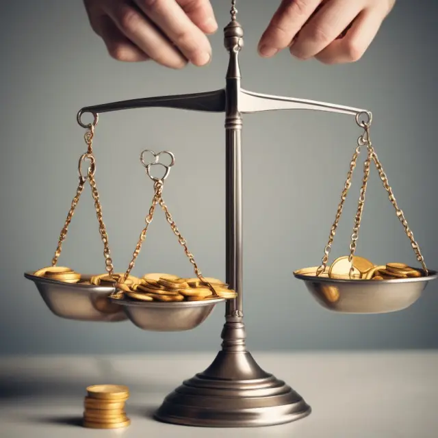 Person weighing group and individual life insurance options on a scale to ensure adequate protection.