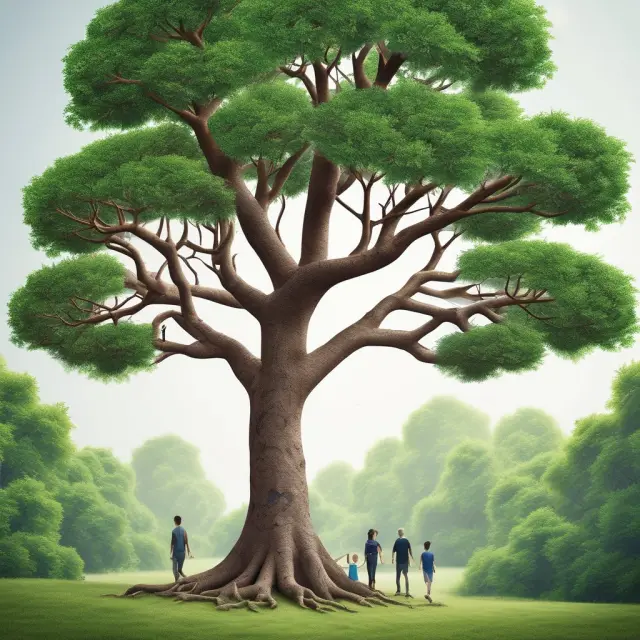 Two intertwined trees symbolize group universal life policies within employee benefits packages. One tree represents insurance coverage, while the other illustrates savings growth.