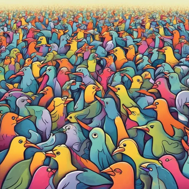 Swarm of interconnected birds symbolizing poor decisions, disasters, and unethical behavior due to groupthink.