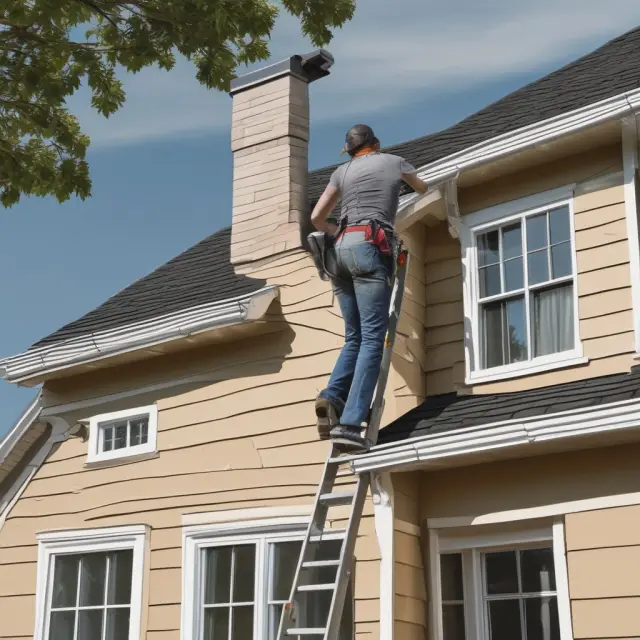 Homeowner climbing a ladder with increasing mortgage payments, building equity in their home