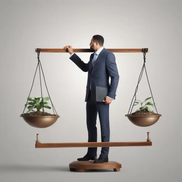 An investor holding a golden scale, evaluating various charts representing market conditions and economic indicators, while weighing the potential of growth and income funds.
