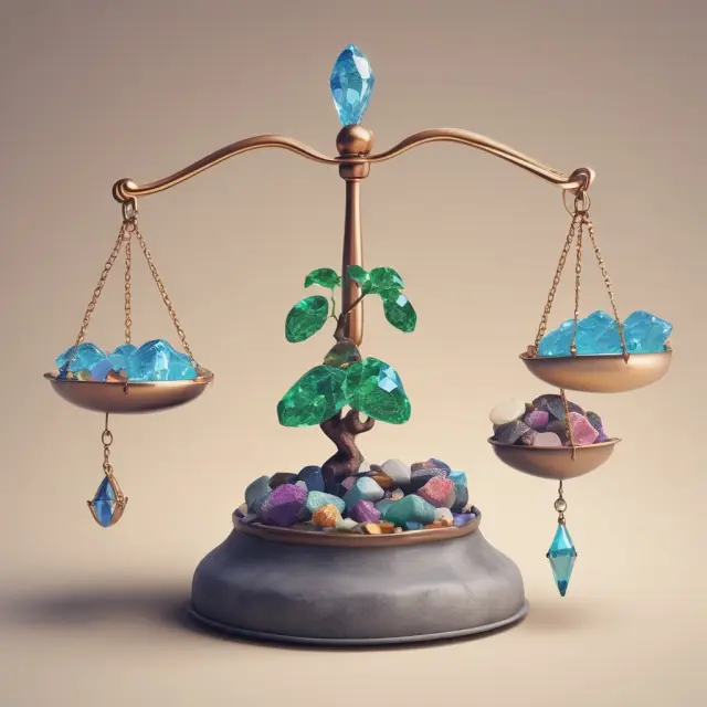 A precious gem on a scale, symbolizing a growth company, with P/E and P/B ratio labels indicating high valuation