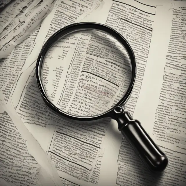 Magnifying glass focusing on financial reports, symbolizing the detailed analysis required for understanding growth fund strategies.