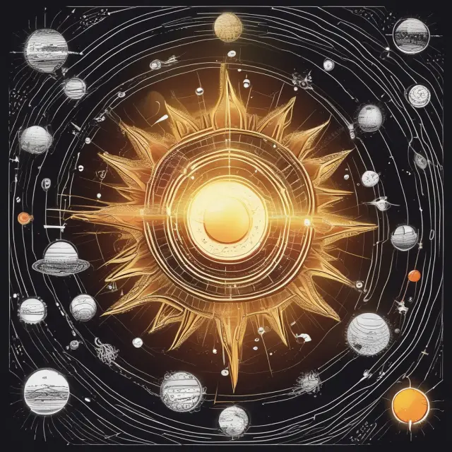 A vibrant sun surrounded by a constellation of tech firm logos, representing the sector
