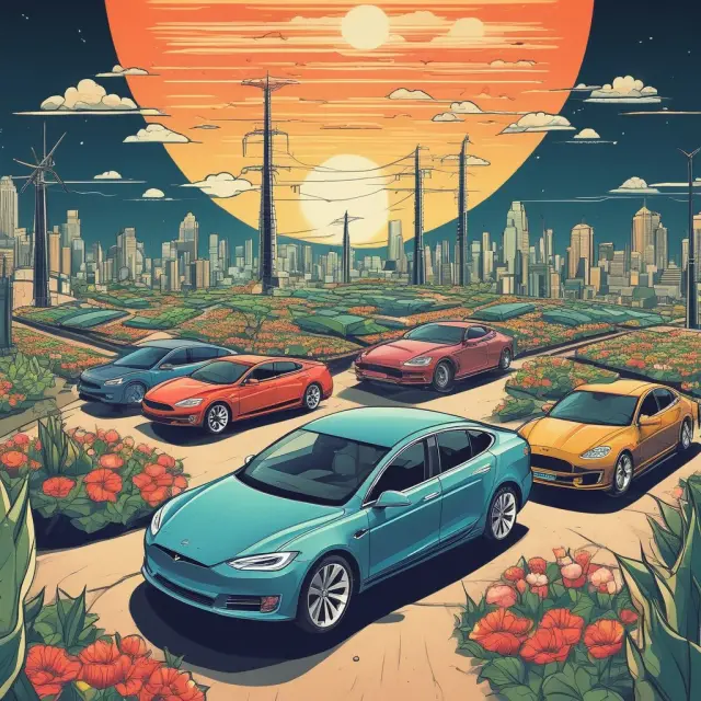A lush garden with three saplings representing Tesla, Airbnb, and Uber, reaching for the sunlight symbolizing growth in a dynamic economy
