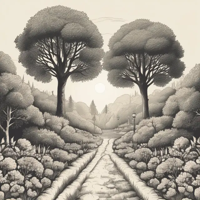 Two trees symbolizing growth and value investing, with growth investment tree reaching for the sun and value investment tree blooming in the shadows