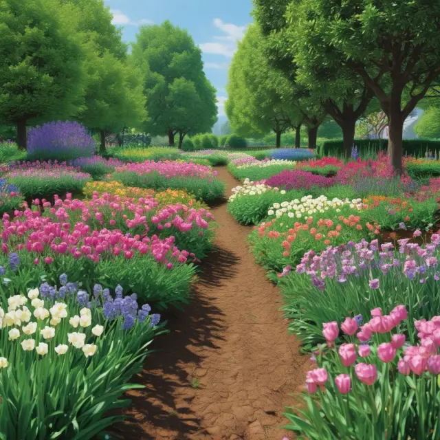 An image featuring a lush garden filled with diverse stock flowers symbolizing growth-focused investors Thomas Rowe Price, Philip Fisher, and Peter Lynch nurturing their respective blooming stocks.