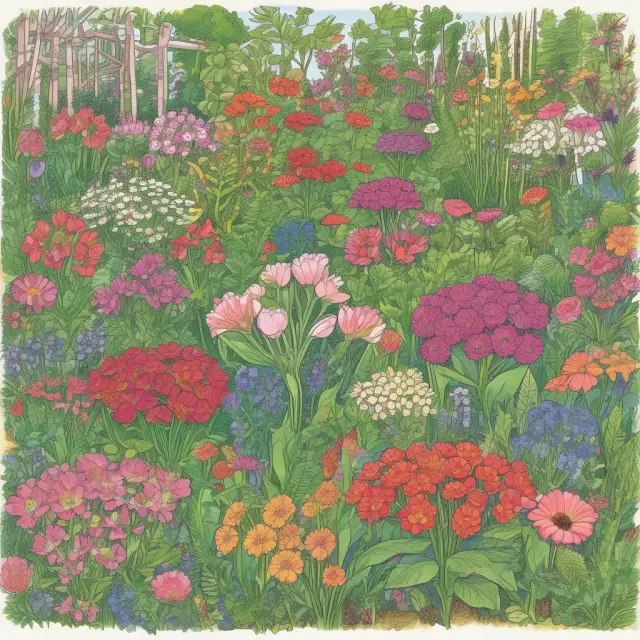 A flourishing growth investment garden with diverse plants representing sector, geographic, size and style diversification strategies.