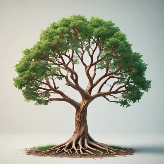 A lush tree with branches symbolizing stocks, featuring the dividend discount model (DDM) and internal growth rate (IGR) intertwined, emphasizing their role in stock valuation