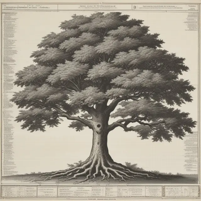 A flourishing growth stock tree represents the financial health and potential for future growth. Roots depict company financials and earnings reports, while market conditions nourish the tree