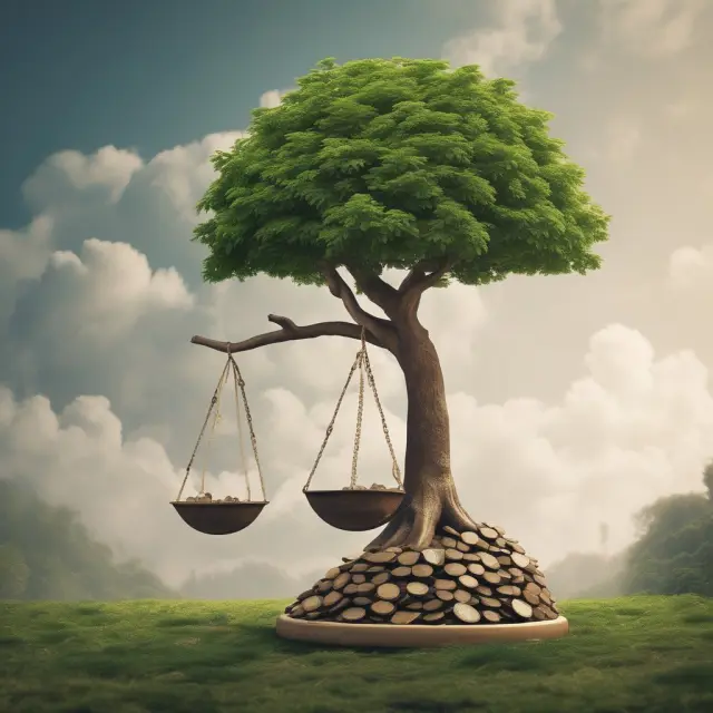Scale with Amazon tree (growth stocks) tipping towards value stocks