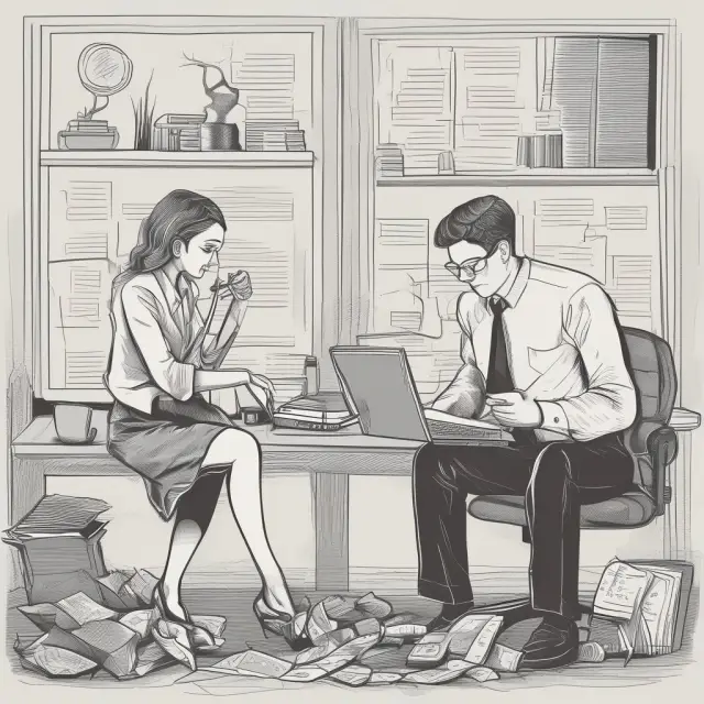 Two individuals diligently working on documents and data analysis, developing essential soft skills for career growth