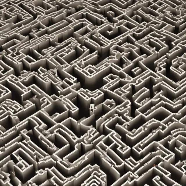 A complex maze symbolizing the Government Securities Clearing Corporation (GSCC), where various securities navigate their paths to settlement, including Treasury bills, bonds, notes, and more.