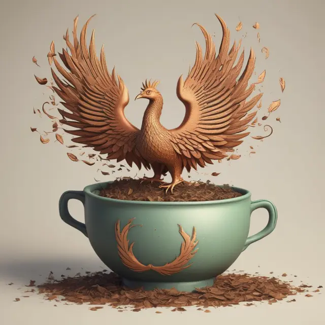 Phoenix emerging from teacup, illustrating government-sponsored enterprises reviving credit access.