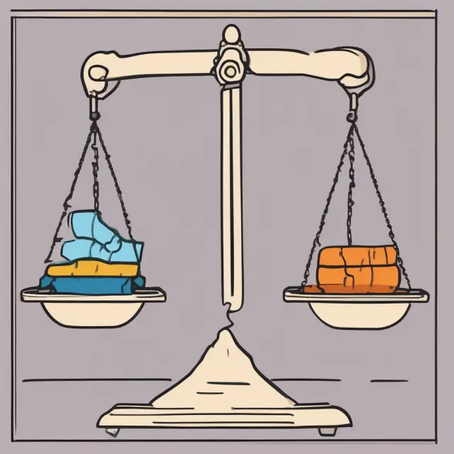 A balance scale illustrating the advantages (simplification, competitiveness) and disadvantages (regressive nature, complexity) of implementing a goods and services tax (GST)