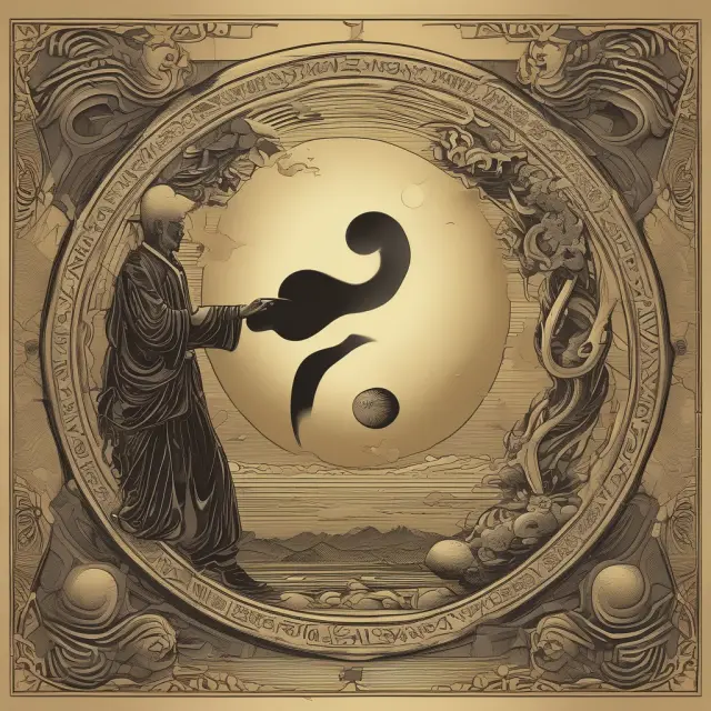 Golden scales with yin-yang motif, depicting the struggle between ethical guanxi and corrupt practices, including cronyism and nepotism