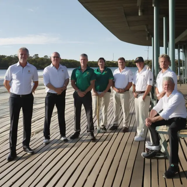 Directors (represented by statues) and members stroll on a boardwalk at Cricket Australia, symbolizing their collective role in managing the organization
