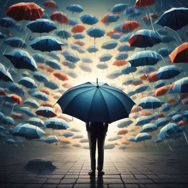 An image of multiple organizations, represented as trees or buildings, huddled under an expansive umbrella labeled 
