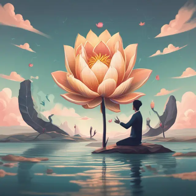 Investor holds lotus flower growing from stable investment pool - Guaranteed Fixed Yield Funds