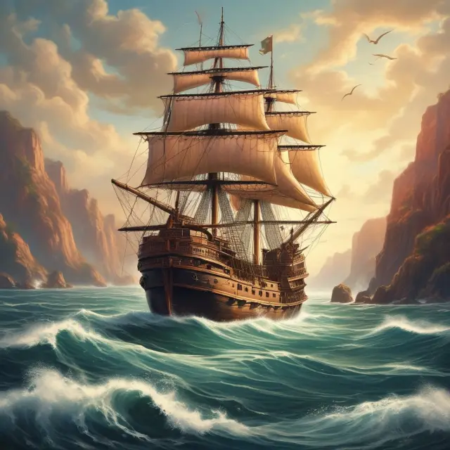 An image of a tranquil harbor filled with ships symbolizing insurance companies offering guaranteed investment funds as a safe haven for investors amidst stormy financial waters