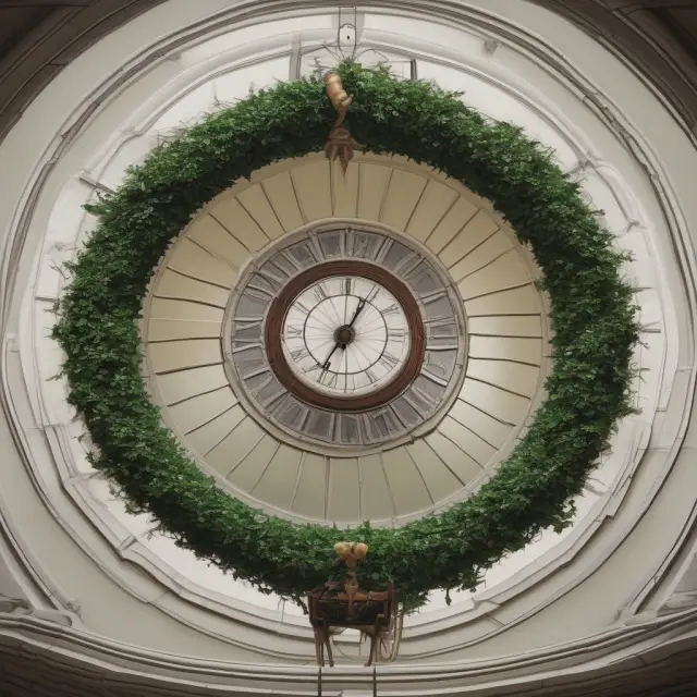 Image of a clock tower with insurance contracts forming a wreath around it, representing the promise and continuity of guaranteed renewable policies