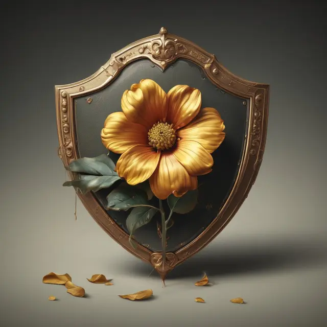 A wilted flower with a golden shield, symbolizing the increased costs and complexities faced by issuers when utilizing guaranteed bonds