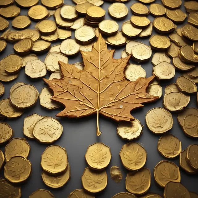 A maple leaf tree adorned with golden coins symbolizes the stable, risk-averse investment offered by Canadian Guaranteed Investment Certificates