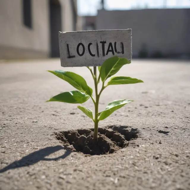 Seedling emerging from concrete with