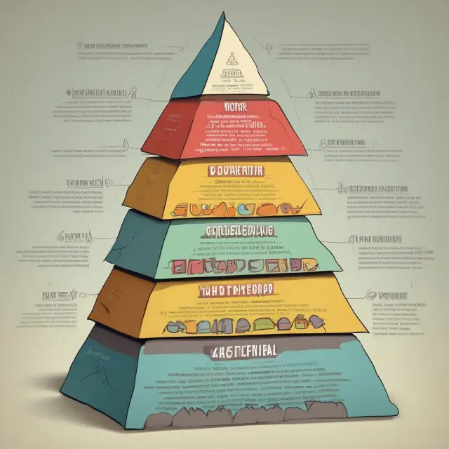 A person precariously balancing a pyramid made of guerrilla marketing advantages and disadvantages, illustrating the inherent risks and limitations of unconventional marketing