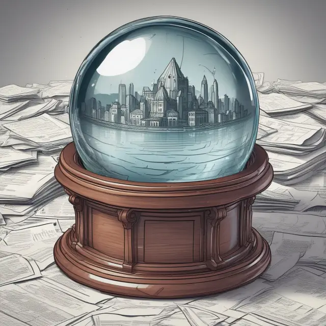 Crystal ball with sales projections, market conditions, and company spending reports for earnings guidance