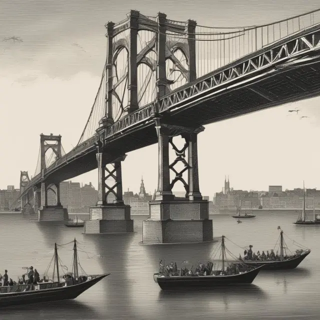 An image of a bridge connecting two banks, one labeled 