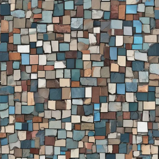An intricate mosaic depicting various data points merging to form an insightful financial analysis