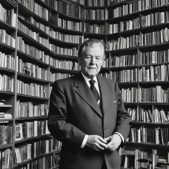 An image of Gunnar Myrdal, symbolizing wisdom, standing tall amidst a sea of financial turbulence and the Nobel Prize.