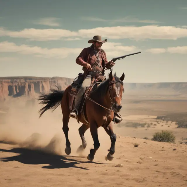 A wild west showdown between market timing, leverage, and margin accounts, depicting the high-risk trading techniques of gunslingers.