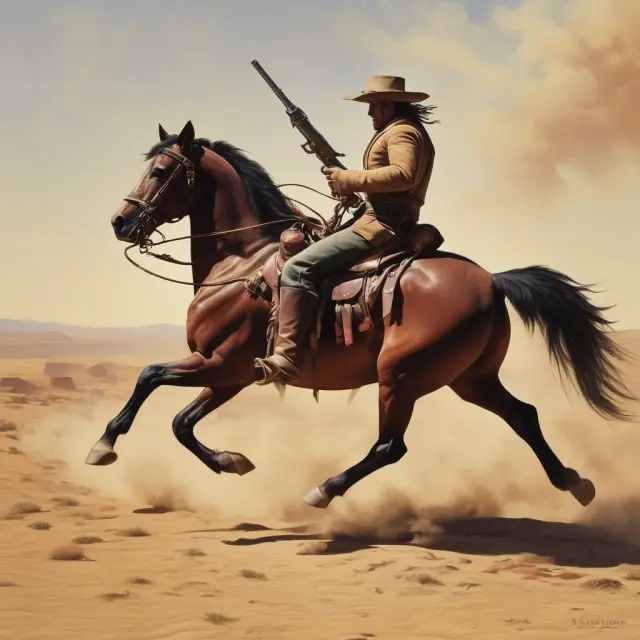A gunslinger confronts a high-stakes poker table, representing financial risk and rewards in the wild west of investment strategies