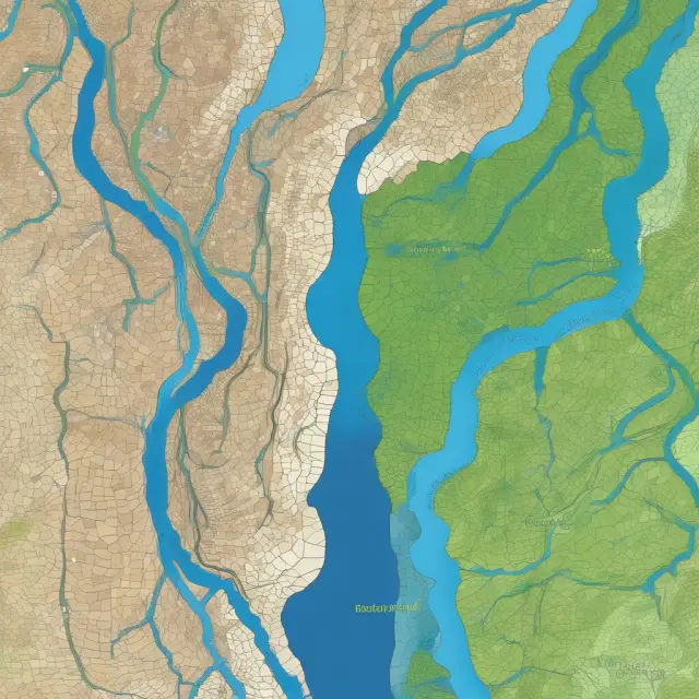 Two converging rivers representing short-term and long-term moving averages in the Guppy Multiple Moving Average indicator