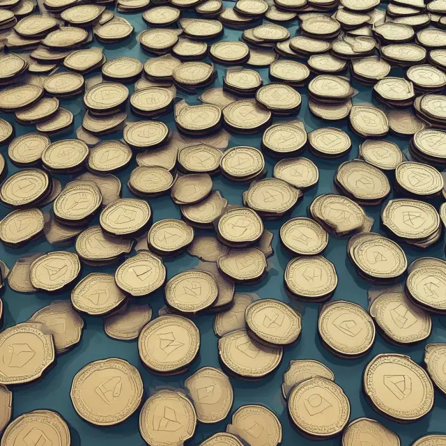 A Gwei coin suspended amidst a sea of transaction requests, symbolizing the significance of gas fees in Ethereum