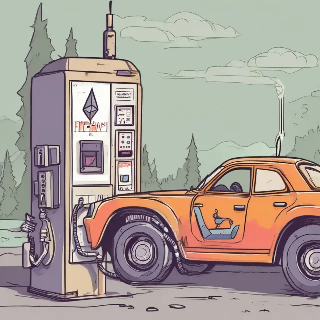 An imaginative Ethereum scene with a mystic gwei fairy sprinkling fees on base fees and tips to determine the total gas fee.